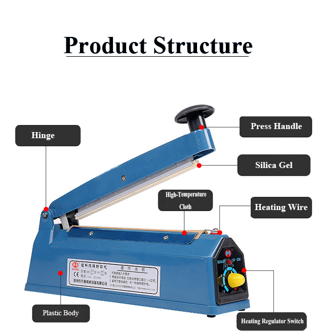 Portable Hand Sealing Packing Machine Plastic Bag Impulse Heat Sealer ...